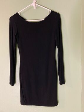 Forever 21 Black Long-Sleeve Bodycon Dress with Bandage Cutoff